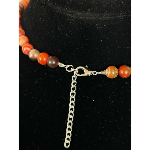 Handmade Orange Agate Necklace, 21.5 inches, Adjustable, With a Silver Extender - Picture 5 of 6